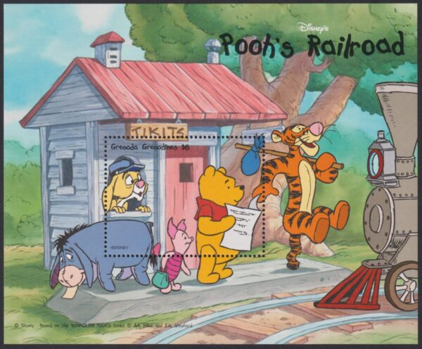 DISNEY - GRENADA GRENADINES - 1998 'MICKEY'S TOONTOWN CHRISTMAS TRAIN - Rabbbit, Winnie the Pooh, Piglet & Eeyore' Miniature Sheet MNH [E7924]