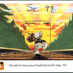 DISNEY - GUYANA - 1993 'DONALD DUCK MOVIE POSTERS - Sketch for Timer' Miniature Sheet MNH [E7932]