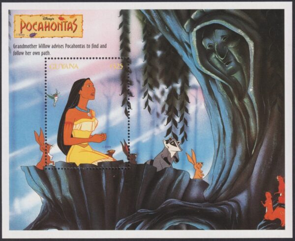 DISNEY - GUYANA - 1995 'POCAHONTAS - Kneeling with Grandmother Willow' Miniature Sheet MNH [E7943]