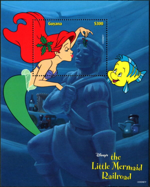 DISNEY - GUYANA - 1999 'ARIEL KISSING STATUE' Miniature Sheet MNH [E7950]