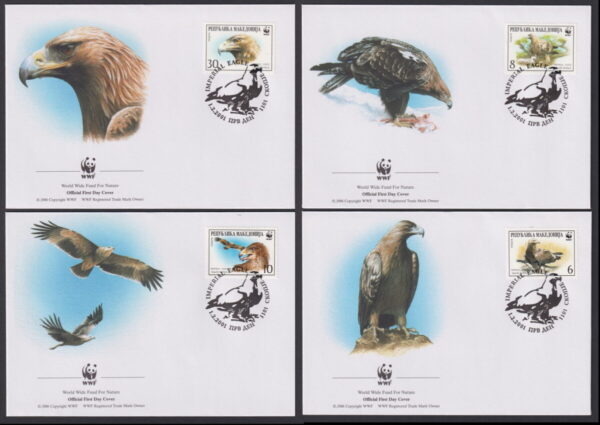 MACEDONIA - 2001 WWF 'IMPERIAL EAGLE' Set of 4 First Day Covers MNH [E7141]