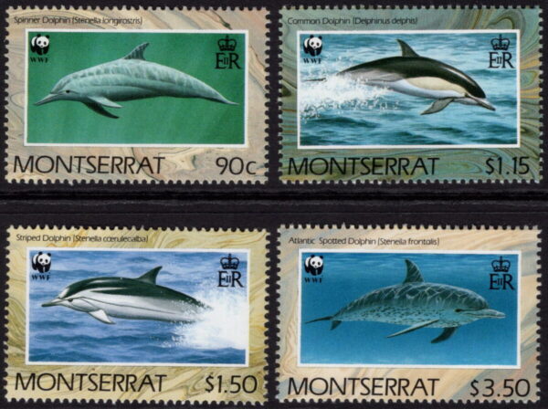 MONSERRFAT - 1990 WWF 'DOLPHINS' Set of 4 MNH [E7164]