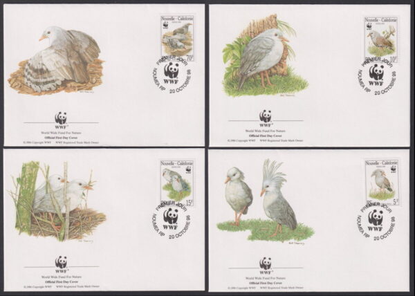 NEW CALEDONIA - 1998 WWF 'KAGU' Set of 4 First Day Covers [E7160]