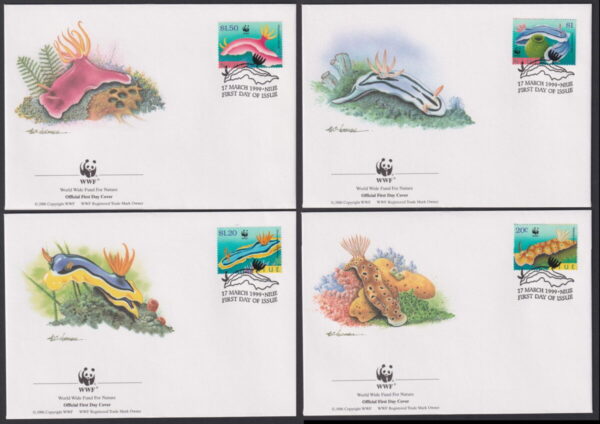 NIUE - 1999 WWF 'NUDIBRANCHES OF NIUE' Set of 4 First Day Covers [E7147]