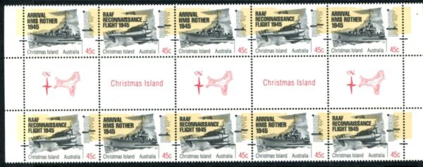 CHRISTMAS ISLAND - 1995 '50th ANNIVERSARY of END WWII' Gutter Strip of 10 MNH [E7472]