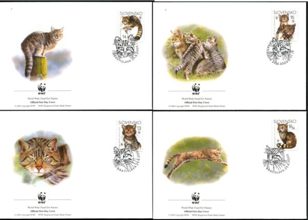 SLOVAKIA - 2003 WWF 'EUROPEAN WILDCAT' Set of 4 First Day Covers [E7442]