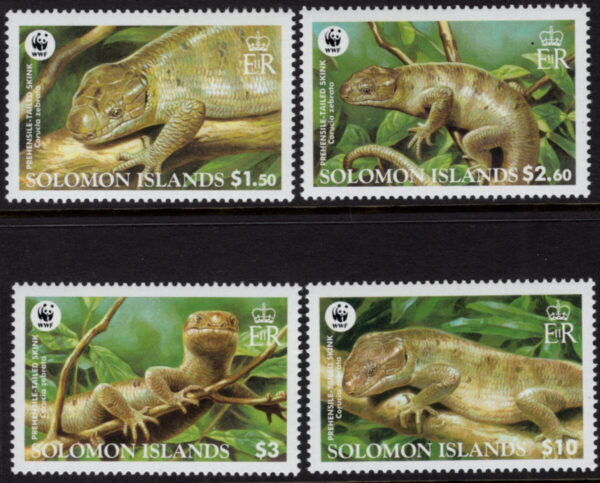 SOLOMON ISLANDS - 2005 WWF 'PREHENSILE TAILED SKINK' Set of 4 MNH [E7349]