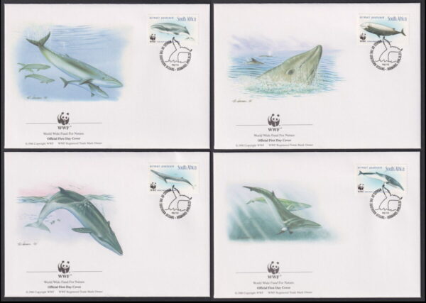 SOUTH AFRICA - 1998 WWF 'CETACEPINS' Set of 4 First Day Covers [E7459]