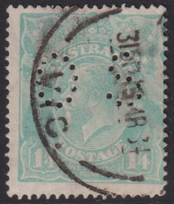 AUSTRALIA - 1933 KGV SM Wmk 1/4d 'TURQUOISE' P14 SG Ø96 FU Cv £300 [E7607]