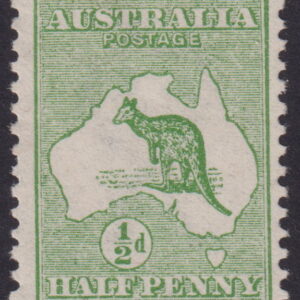 AUSTRALIA - 1913 ROO 1st Wmk ½d 'GREEN' SG1 MLH Cv £12 [E7647]