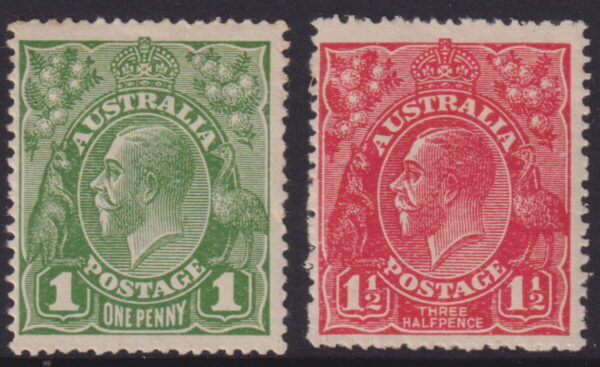 AUSTRALIA - 1924 KGV HEADS No Wmk to 1½d 'RED' SG83/84 MH Cv £35 [E7671]