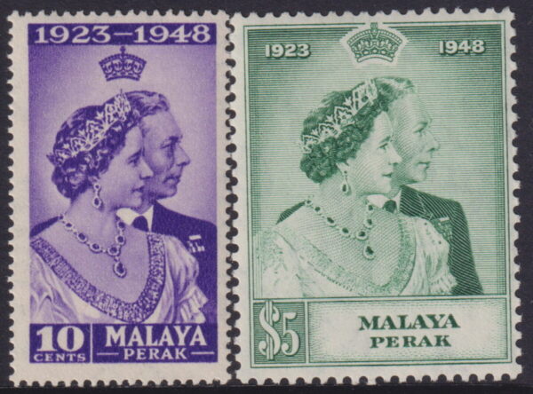 Perak - 1948 Silver Wedding Set SG 122/3 MLH Cv £ 23 [E8093]