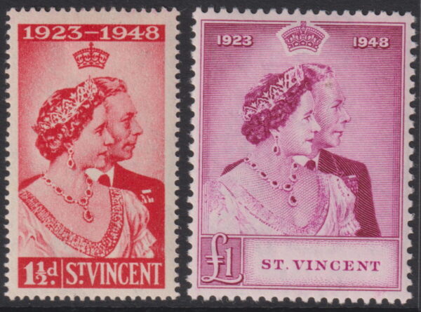 Saint Vincent - 1948 Silver Wedding Set SG 162/163 MLH Cv £ 27 [E8101]