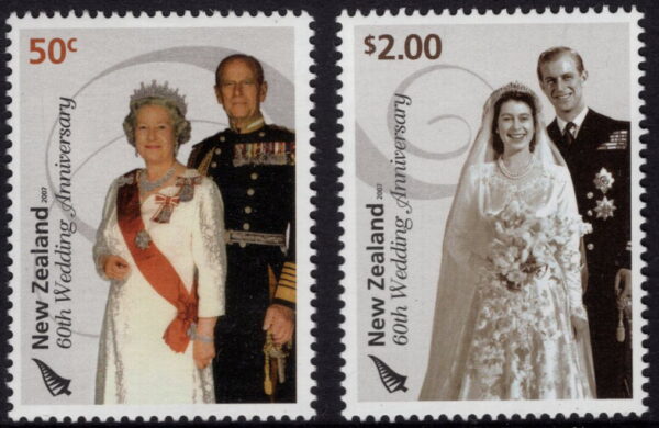 NEW ZEALAND - 2007 'QEII DIAMOND WEDDING ANNIVERSARY' Pair MNH [E8294]