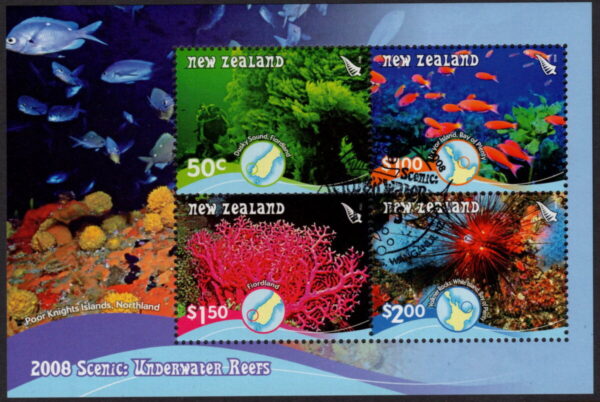 NEW ZEALAND - 2008 'UNDERWATER REEFS' CTO Miniature Sheet MNH [E8312]