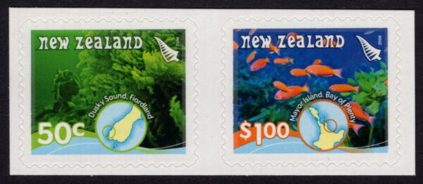 NEW ZEALAND - 2008 'UNDERWATER REEFS' Self Adhesive Pair MINT [E8393]