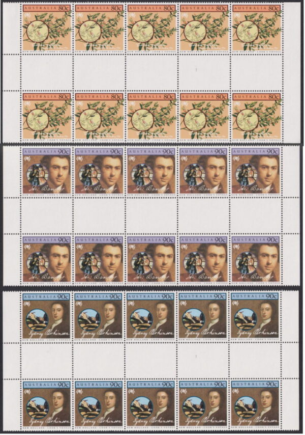 AUSTRALIA - 1996 'COOKS VOYAGE' Set of 6 Gutter strips MNH [E8058]