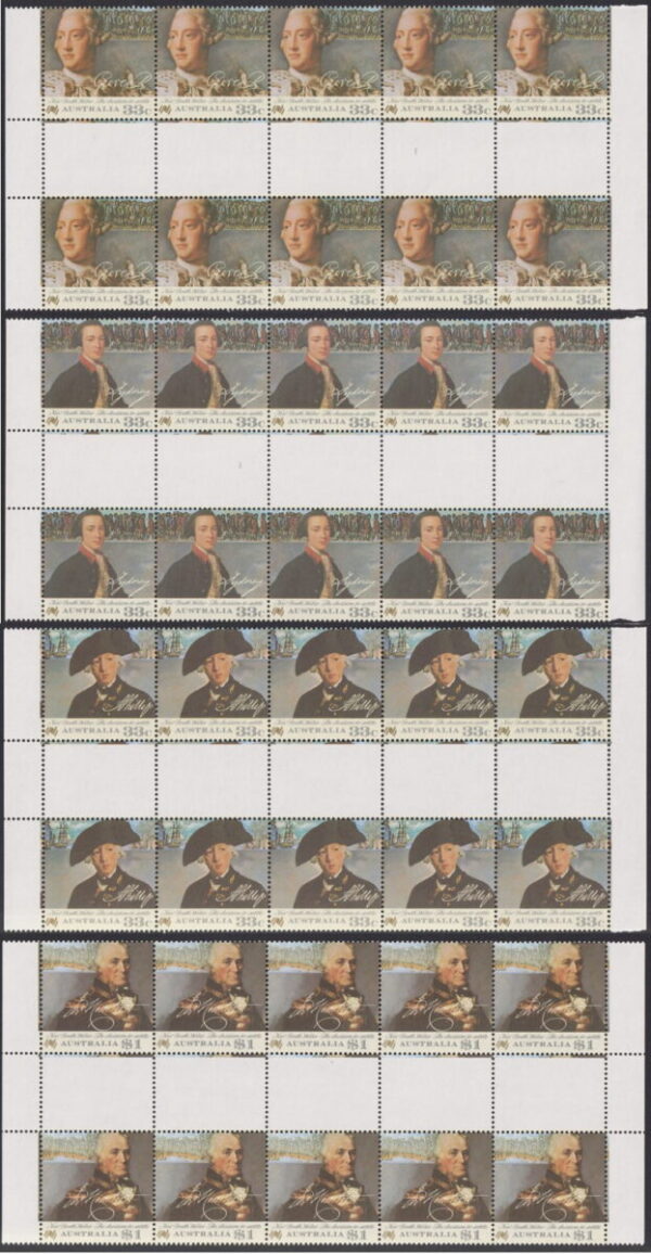 AUSTRALIA - 1986 'CONVICT SETTLEMENT IN NSW' Gutter strip set of 4 MNH [E8444]