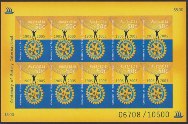 AUSTRALIA - 2005 'CENTENARY of ROTARY INTERNATIONAL' Imperf Miniature Sheet MNH [E8412]