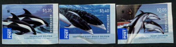 AUSTRALIA - 2009 WWF 'DOLPHINS' International Self Adhesive Set of 3 Mint [E8050]