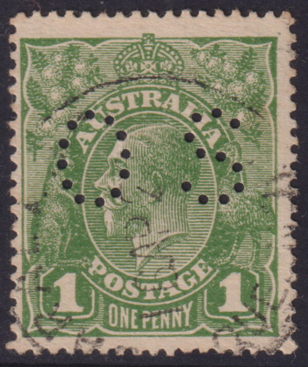 AUSTRALIA - 1924 KGV No Watermark 1d 'GREEN' Official SG Ø86 FU Cv £85 [E8508]