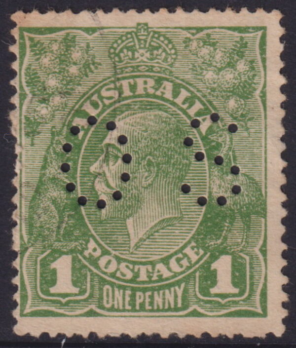 AUSTRALIA - 1924 KGV No Watermark 1d 'GREEN' Official SG Ø86 FU Cv £85 [E8509]