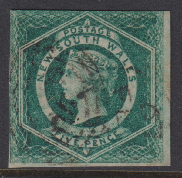 NEW SOUTH WALES - 1854 6d Dull GREEN Imperf  SG 88 GU Cv £650 [E8652]