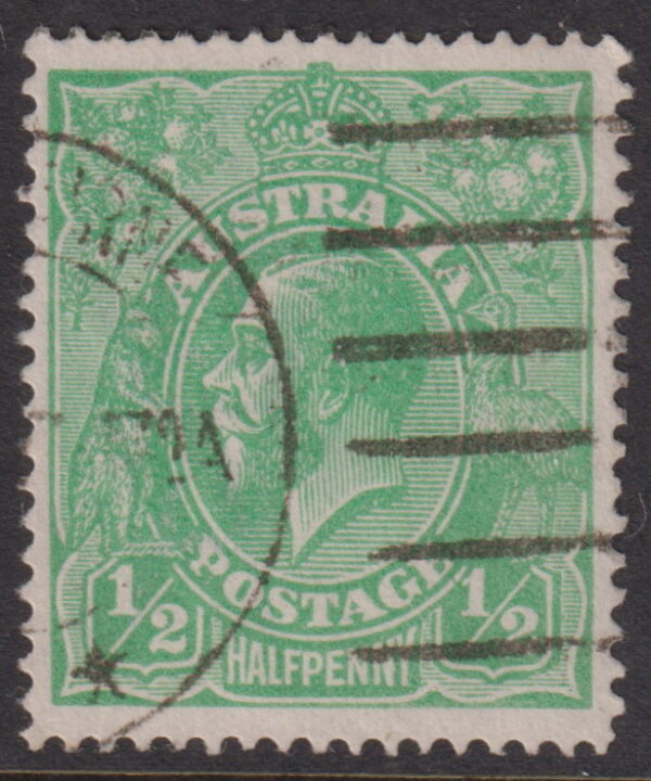 AUSTRALIA - 1914 KGV Single W ½d 'BL-GREEN' Cracked E'- SG20e FU Cv $5,000 [E8770]