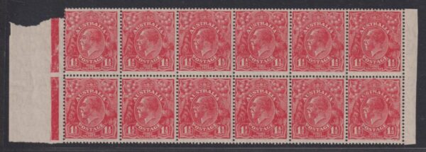 AUSTRALIA - 1926 KGV SM Wmk 1½d 'RED' P14 Imprint SG87 MNH Cv $1,650 [E8813]