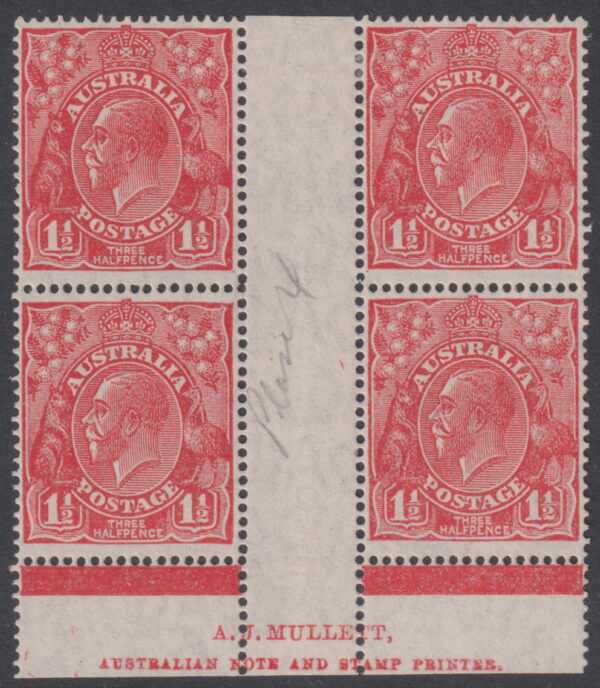 AUSTRALIA - 1926 KGV SM Wmk 1½d 'RED' P14 Imprint SG87 MLH Cv $250 [E8814]