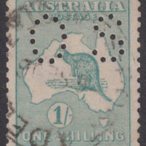 AUSTRALIA - 1915 ROO 2nd Wmk 1/- 'GREEN' Official SGØ35 GU Cv £120 [E8824]