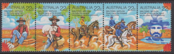 AUSTRALIA - 1980 'WALTZING MATILDA' Strip of 5 MNH [E8947]