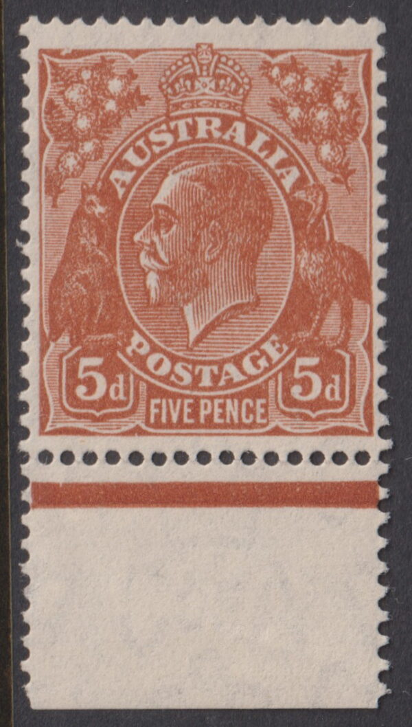 AUSTRALIA - 1932 KGV CofA Wmk 5d 'OR.-BROWN' Variety SG 130var MNH Cv $100+ [E8857]