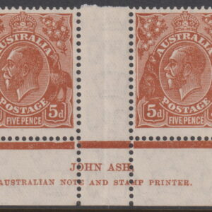 AUSTRALIA - 1932 KGV CofA Wmk 5d 'OR.-BROWN' Imprint SG130var MNH Cv $200* [E8869]