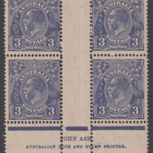 AUSTRALIA - 1932 KGV CofA Wmk 3d 'Deep BLUE' Imprint Block SG128 MLH Cv $450 [E8874]