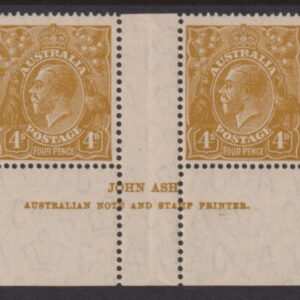 AUSTRALIA - 1933 KGV CofA Wmk 4d 'Deep OLIVE' Imprint SG 129var MNH Cv $1,200 [E8878]