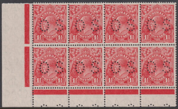 AUSTRALIA - 1926 KGV SM Wmk 1½ 'RED' OS P13½x12½ SG Ø90 MNH Cv $400 [E8888]