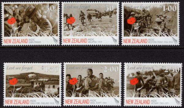 NEW ZEALAND - 2008 'ANZAC 1ST ISSUE' Set of 6 MNH [E9098]