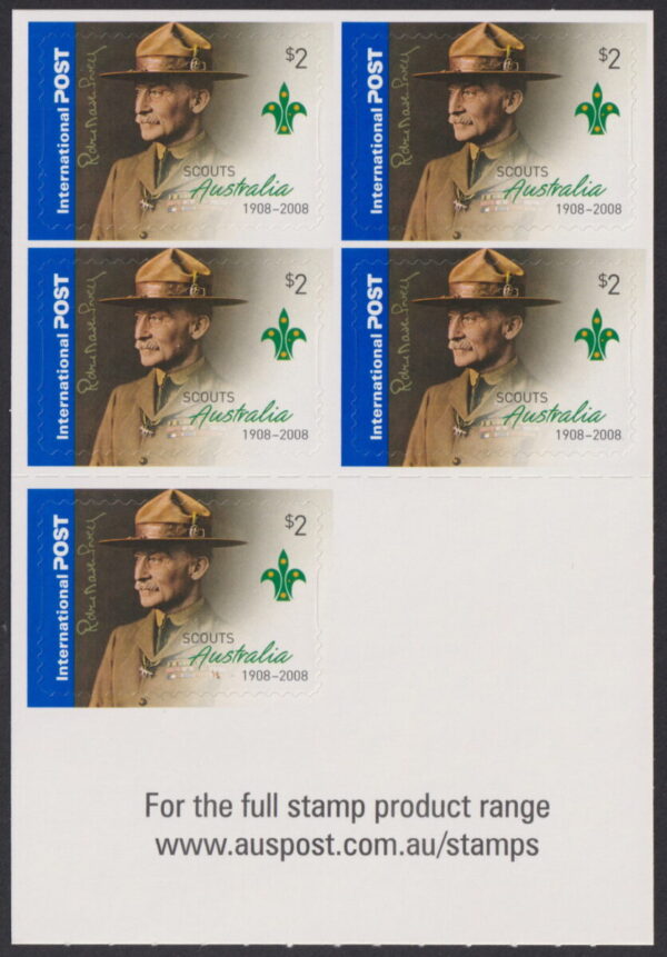 AUSTRALIA - 2008 'CENTENARY OF SCOUTING' International Self Adhesive Booklet Pane Mint [E9039]