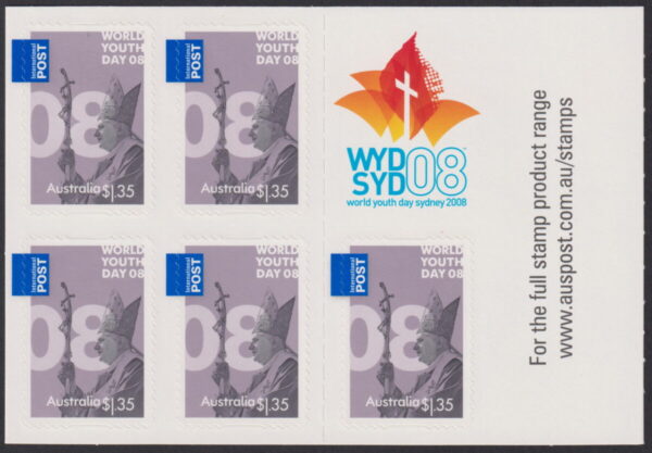 AUSTRALIA - 2008 'WORLD YOUTH DAY SYDNEY' International Self Adhesive Booklet Pane Mint [E9041]