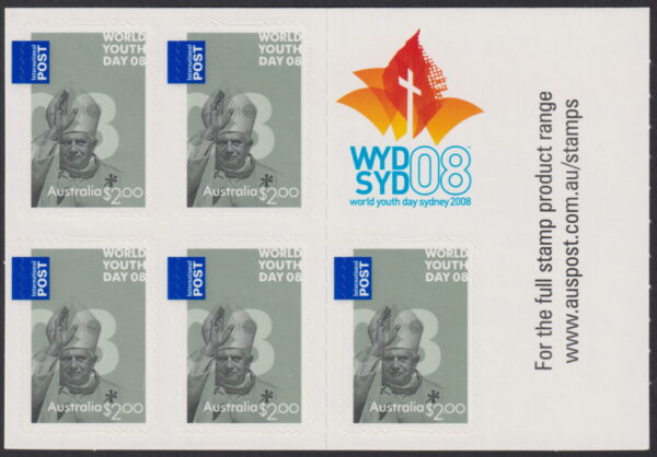 AUSTRALIA - 2008 'WORLD YOUTH DAY SYDNEY' International Self Adhesive Booklet Pane Mint [E9040]