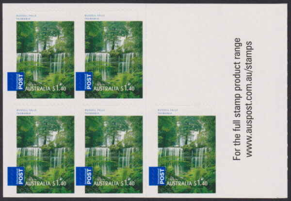 AUSTRALIA - 2008 'WATERFALLS - Russell Falls TAS' International Self Adhesive Booklet Pane Mint [E9042]