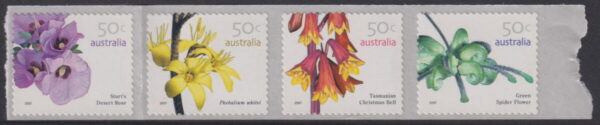 AUSTRALIA - 2007 'WILDFLOWERS' PEMARA Self Adhesive Strip of 4 Mint [E9013]