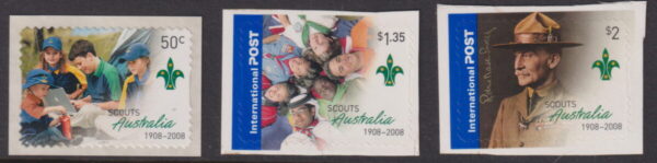 AUSTRALIA - 2008 'CENTENARY OF SCOUTING' Self Adhesive Set of 3 Mint [E9025]