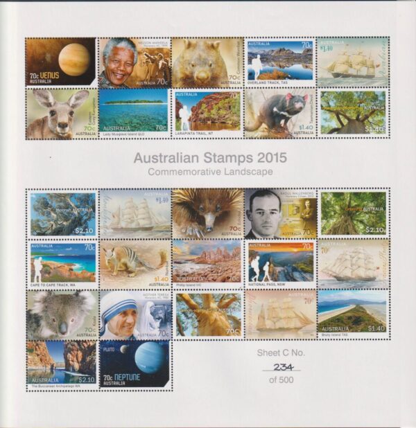 AUSTRALIA - 2015 'COMMEMORATIVE COMPOSITE SHEETS' x 4 Ltd Issue No.234 MNH [E9913]
