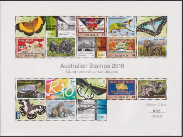 AUSTRALIA - 2016 'COMMEMORATIVE COMPOSITE SHEETS' x 4 Ltd Issue No.103 MNH [E9914]