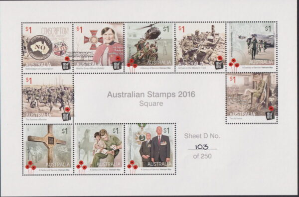AUSTRALIA - 2016 'COMMEMORATIVE COMPOSITE SHEETS' x 4 Ltd Issue No.103 MNH [E9914]