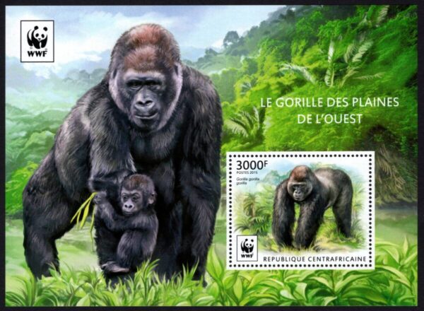 CENTRAL AFRICA - 2015 WWF 'WESTERN LOWLAND GORILLA' Miniature Sheet MNH [E9663]