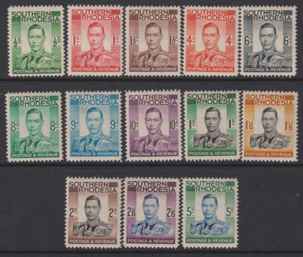 SOUTHERN RHODESIA - 1937 KGVI Set to 5/- Definitives SG 40/52 MLH Cv £90 [E9140]