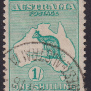 AUSTRALIA - 1915 ROO 2nd Wmk 1/- 'GREEN' SG28 FU Cv £40 [E9288]